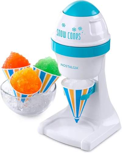 Miniatura 11 de Nostalgia Máquina de Granizados de Cono de Nieve Raspado Retro de Mesa - Incluye 1 Taza de Plástico Reutilizable y Moldes de Hielo, Blanco, Verde