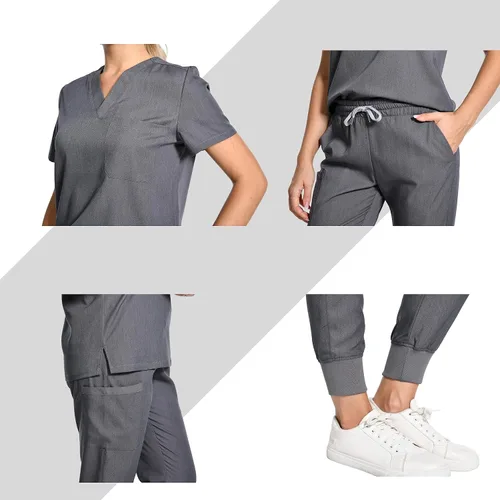 Miniatura 5 de Conjunto de ropa quirúrgica para mujer, uniforme de enfermera, pantalones deportivos clásicos con cuello en V y pantalones quirúrgicos, conjunto