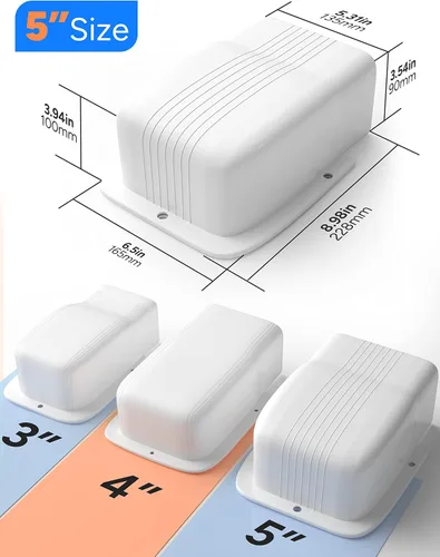 Miniatura 4 de Juego de cubierta de pared de entrada de 5 pulgadas para aires acondicionados sin conductos y bombas de calor, PP decorativo mejorado, resistente