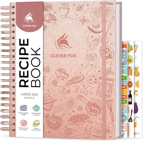 Miniatura 9 de Clever Fox Libro de recetas en espiral, haz tu propio libro de cocina familiar, organizador de cuadernos de recetas en blanco, diario de cocina Negro