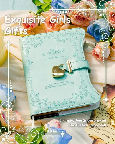 Miniatura 2 de Hoci Poci Agenda con candado y llaves para niñas, ideas de regalo para niñas, diario de 360 páginas con bordes dorados para mujeres, cuaderno