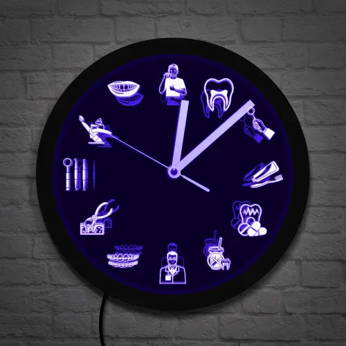Miniatura 3 de The Geeky Days Dentista Clínica Dental Neón Reloj de Pared Señal Dental Oficina Higienista Iluminación LED Decoración Regalo