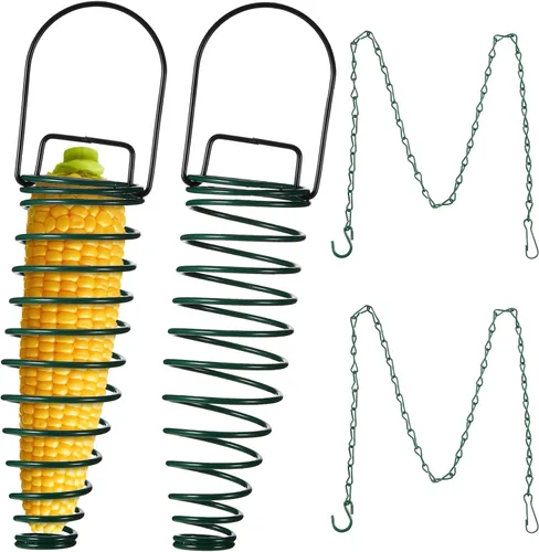 Miniatura 8 de Geiserailie Soporte para mazorca de maíz con cadena de extensión de 35 pulgadas para ardilla y otros suministros de alimentación en el patio trasero