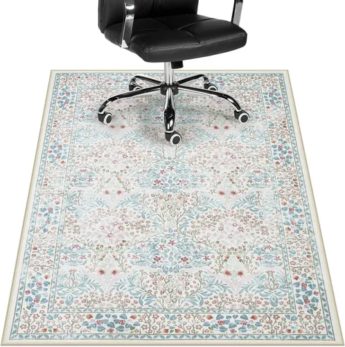 Anidaroel Tapete de 36 x 48 pulgadas para silla de oficina con diseño floral verde para suelo de madera dura, alfombra de oficina para silla