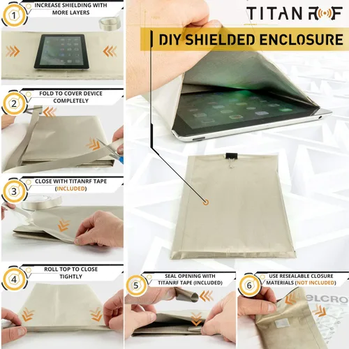 Miniatura 6 de Mission Darkness TitanRF Faraday - Kit de tela de 1 yarda/ Tela de 44" de ancho x 36" de largo + cinta de 36" de largo, material de poliéster