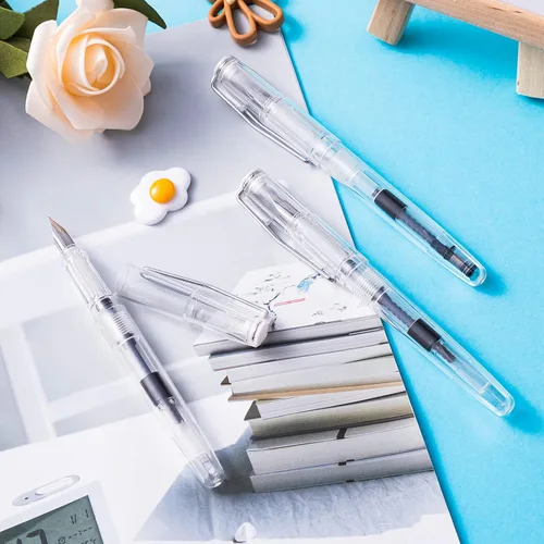 Miniatura 7 de 16 bolígrafos estilográficos desechables recargables para escribir punta fina, pluma de tinta de firma con pistón, para caligrafía, pintura, dibujo