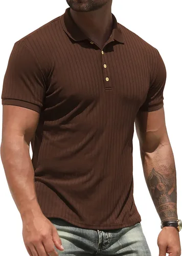 NITAGUT Camisas polo para hombre, pantalones cortos y manga larga, camisas de entrenamiento ajustadas casuales