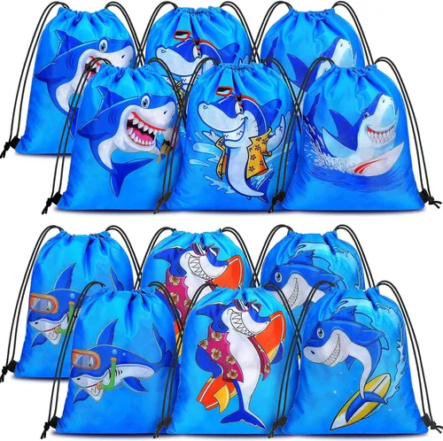 Boao 12 bolsas de recuerdos de fiesta de tiburones para niños, bolsas de regalo, bolsas de regalo, bolsas de dulces para fiesta de tiburón, regalos
