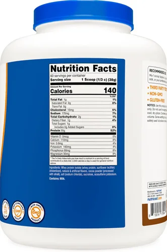 Miniatura 5 de Nutricost - Aislado de proteína de suero (Mocha) 5 libras - Sin gluten y sin transgénicos