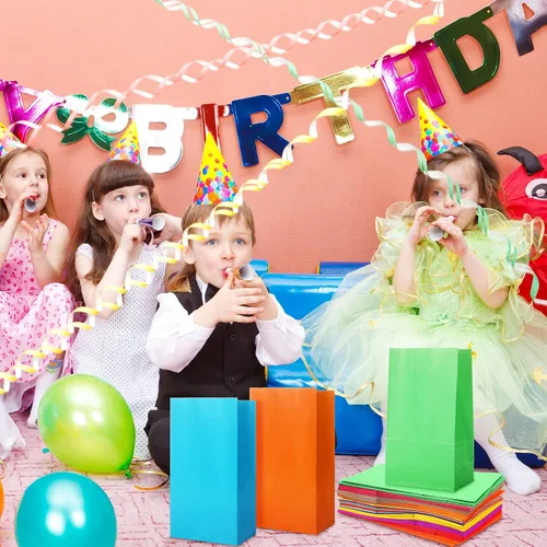 Miniatura 7 de Zhehao 120 bolsas envueltas de color sólido para fiestas, 12 colores, pequeñas bolsas de papel de regalo para cumpleaños, baby shower, boda