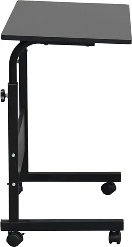 Miniatura 7 de Bandeja de TV de madera rodante, mesa ajustable para aperitivos con ruedas, escritorio portátil para computadora portátil junto al sofá, cama, mesa