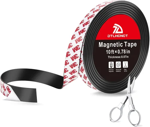 Miniatura 10 de Cinta Magnética DTLHCNCT - Rollo de cinta magnética de tira de imán de 16 pies x 1 pulgada con fuerte respaldo adhesivo, tira magnética para cocina