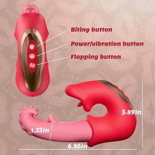 Miniatura 6 de Vibrador para mujer, vibrador 3 en 1 para punto G con 10 modos de vibración, aleteo y sujeción, vibrador de lengua para adultos, juguetes