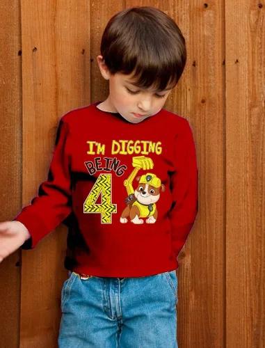 Miniatura 3 de Paw Patrol Rubble - Camiseta de 4 cumpleaños para niños pequeños