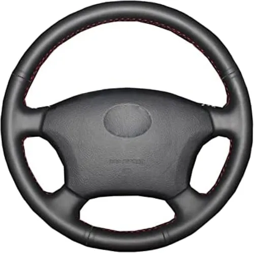 Funda de cuero negro cosida a mano para volante de automóvil, para Toyota para Land for Cruiser para Prado 120 2004-2009 para Land for Cruiser