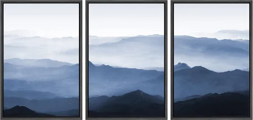 Miniatura 17 de SIGNWIN Lienzo enmarcado para pared, juego de arte tranquilo con reflejo de lago, acuarela, montaña y agua, ilustraciones modernas, arte abstracto