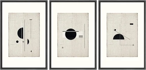 Miniatura 46 de SIGNWIN Lienzo enmarcado para pared, arte con pinceladas de flujo neutro en tonos beige abstractos, ilustraciones, arte moderno, decorativo