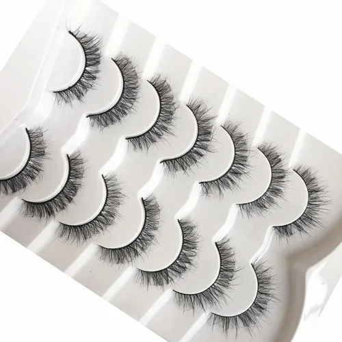 Miniatura 448 de Pooplunch - Pestañas postizas finas de visón sintético, estilo ojo de gato, naturales, cruzadas, tipo racimo, efecto 8D de volumen, tiras
