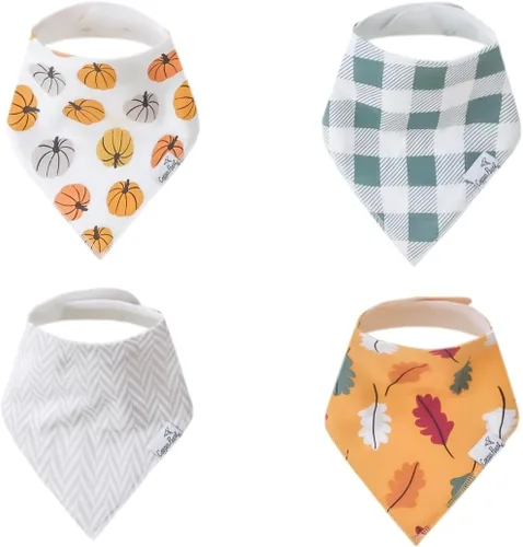Miniatura 23 de Copper Pearl Baberos tipo bandana para bebé, paquete de 4 baberos de algodón suave para babear y dentición, absorbentes, ajuste ajustable, muchos