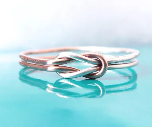 Miniatura 2 de Anillo de doble nudo de amor de plata de ley y oro rosa
