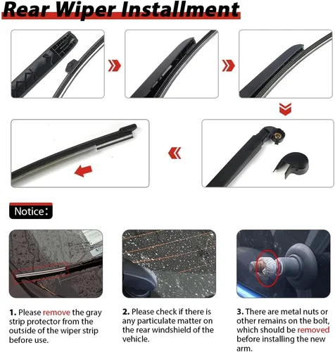 Miniatura 7 de Escobillas limpiaparabrisas traseras de repuesto de OTUAYAUTO para Audi Q3 2015-2024, conjunto de brazo y escobilla