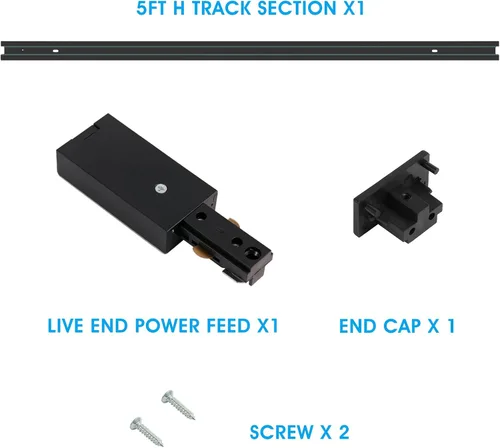 Miniatura 4 de H Kit de rieles de iluminación de riel de 120 V, 3.3 pies, 3 cables, circuito único tipo H con tapas finales y conector de alimentación de extremo