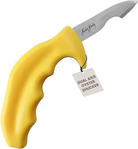 Swissmar Shucker Paddy Malpeque - Cuchillo de shucking de ostras – Herramienta ergonómica de doble eje para triturar ostras con hoja de acero
