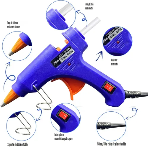 Miniatura 2 de Mini Pistola de Pegamento Caliente, Juego de Pistola de Pegamento de 10 Barras de Cola Caliente para Reparaciones Rápidas, Artista, DIY, Arte