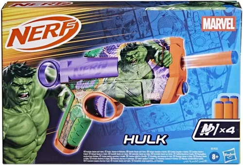 Miniatura 2 de Nerf Marvel Hulk Dart Blaster 4 dardos de espuma Nerf N1 Diseños de piel inspirados en Hulk Regalos para llenar calcetines navideños
