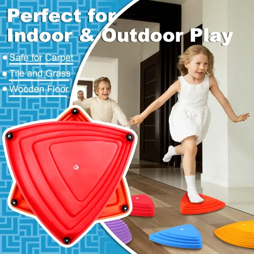 Miniatura 4 de Gentle Monster Stepping Stones para niños, juego de 6/8/11 piezas para equilibrio con parte inferior antideslizante - coordinación de ejercicio y 6