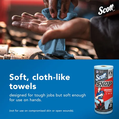 Miniatura 8 de Scott® Original (75147) - Toallas para taller, azules, (55 toallas por rollo, 12 rollos por caja, 660 toallas por caja)