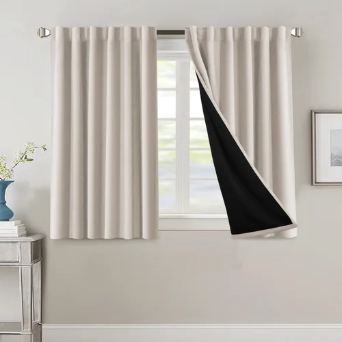 Miniatura 114 de H.VERSAILTEX Cortinas 100% opacas para dormitorio con forro negro, cortinas de oscurecimiento de habitación completa, con aislamiento térmico