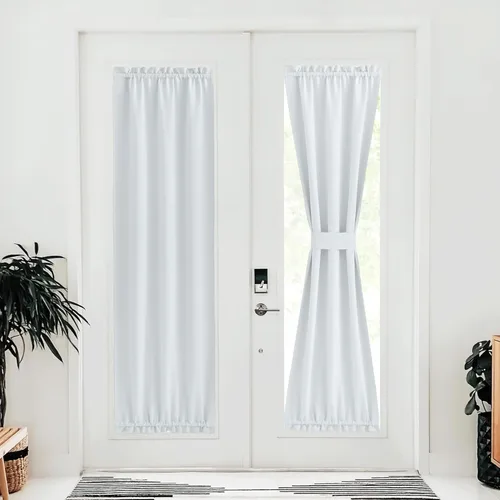Miniatura 171 de NICETOWN Cortinas opacas unicolor con aislamiento térmico para puerta francesa, granja, oscurecimiento de habitación, puertas y ventanas de Marrón