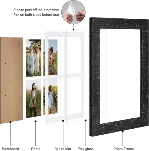 Miniatura 639 de Marcos de Fotos Collage de 13.5X15.5 con 7 Aberturas para Fotos de 4X6, Marco de Fotos Múltiples con Paspartú para Decoración de Pared, Grano
