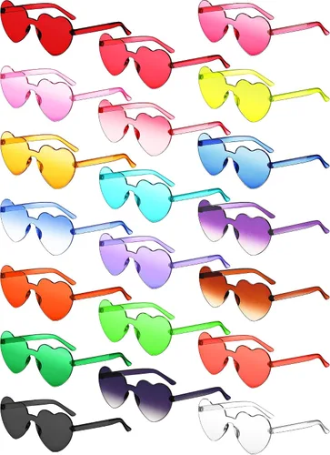 20 pares de lentes de sol sin montura en forma de corazón, lindos lentes de color caramelo sin marco, gafas de moda