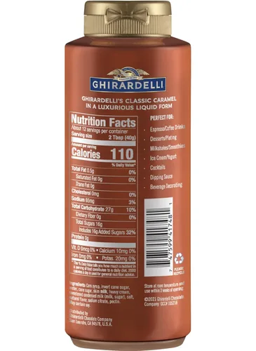 Miniatura 9 de Ghirardelli Salsa de caramelo, botella exprimible de 16 onzas (paquete de 2) con cuchara de barista estampada Ghirardelli