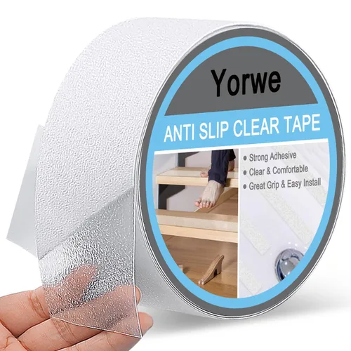 Yorwe Cinta antideslizante transparente, más clara y cómoda cinta de seguridad (2 pulgadas de ancho x 190 pulgadas de largo, transparente)