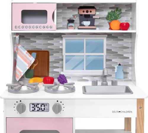 Miniatura 15 de Delta Children Tiny Chef Play Kitchen - Juego de cocina de juguete con perillas realistas que giran/hacen clic, horno, fregadero, microondas y 15