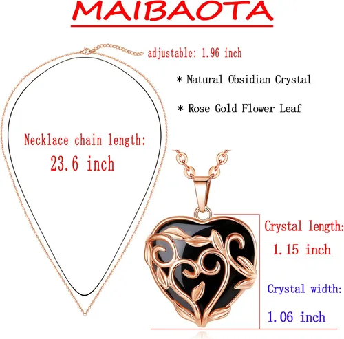 Miniatura 5 de MAIBAOTA Collar de punto de cristal curativo envuelto en flores, collares con dije de piedra de cristal natural, joyería de cuarzo reiki para mujer