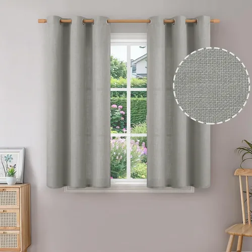 Miniatura 137 de BGment Cortinas de Lino Beige de 63 Pulgadas de Largo 2 Paneles - Tratamientos para Ventanas con Textura de Arpillera Filtrantes de Luz Cortinas