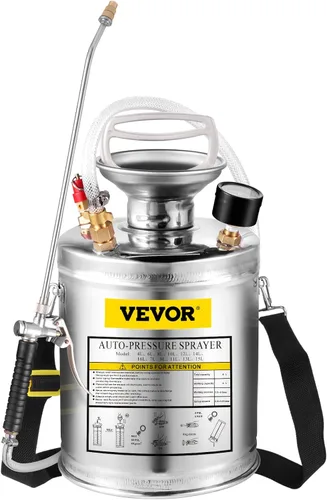 Miniatura 8 de Happybuy Pulverizador de bomba de acero inoxidable de 1 galón, varita de 12 pulgadas y manguera reforzada de 3 pies, medidor de presión, válvula
