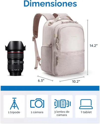 Miniatura 6 de BAGSMART Mochila para cámara, DSLR SLR SLR - Bolsas para cámara pequeña para fotógrafos compatibles con Sony Canon Nikon, correa para el hombro