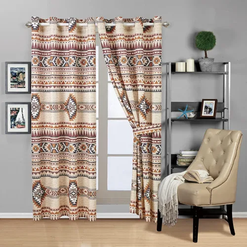 Miniatura 2 de Rugs 4 Less Colcha Acolchada Rústica del Suroeste Occidental Juego de Ropa de Cama en Marrón, Beige, Gris Topo, Carbón y Patrones Tribales Nativos
