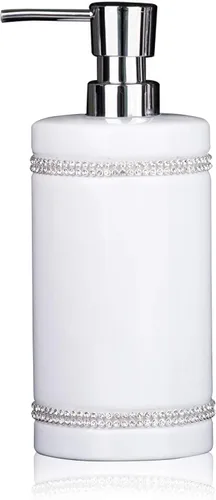 Miniatura 9 de Botella dispensadora de jabón de mano de 17 onzas líquidas y loción, de cerámica, color blanco para cocina, baño, encimera, lavandería, capacidad