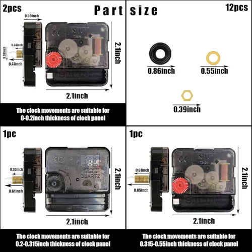 Miniatura 3 de 4 PZA Kit de Reemplazo de Mecanismo de Reloj de Cuarzo de Alto Par con 5 Pares Diferentes de Manecillas para Reloj de DIY Repuestos de Reloj Estilo 1