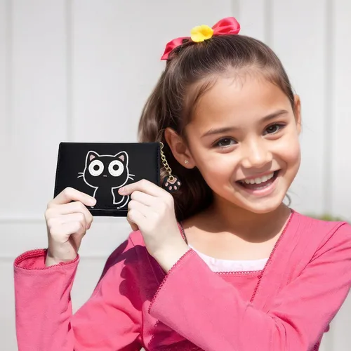 Miniatura 72 de CONISY Lindas carteras para mujer, de cuero con bloqueo RFID, pequeña cartera triple con ventana de identificación para niñas y mujeres