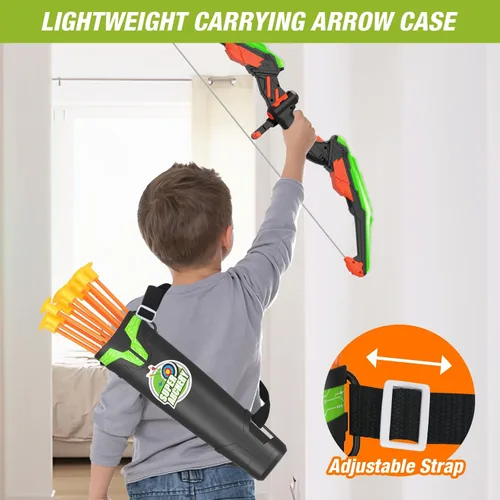 Miniatura 5 de HYES Arco y flecha para niños, juego de tiro con arco con luz LED con 12 flechas de ventosa, 1 objetivo de pie, 3 objetivos de puntuación y 1