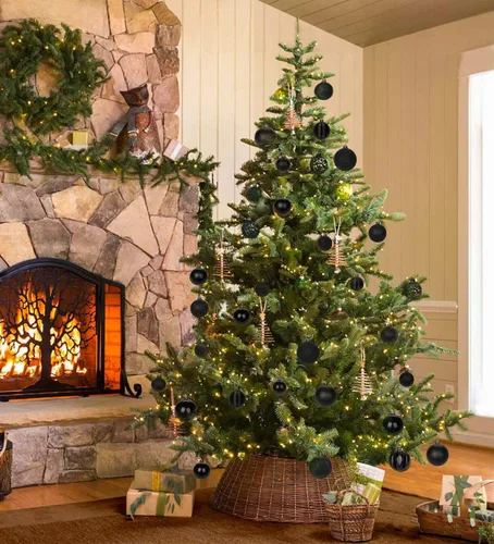 Miniatura 5 de 30 piezas de adornos de bola de árbol de Navidad irrompibles negros para decoración navideña