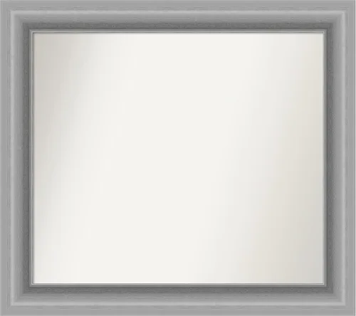 Miniatura 124 de Amanti Art Espejo de baño plateado para sobre fregadero, 26 x 26 pulgadas, espejo cuadrado de níquel pulido, marco de madera tradicional mediano, se