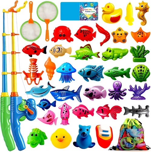 Miniatura 9 de CozyBomB™ Juego de juguetes de pesca magnéticos para niños, mesa de agua, bañera para niños, piscina, fiesta, caña de caña, pesca flotante